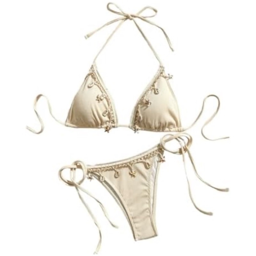 VERDUSA WOMEN’S HALTER TRIANGLE TIE SIDE BIKINI SET